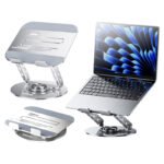 Aluminum Alloy Laptop Cooling Stand with 360 Rotation and iPad Compatibility