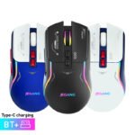 RGB Dual Mode Wireless Gaming Mouse, 2.4G & Bluetooth Rechargeable 7D Gaming Mouse, 4-Level Adjustable DPI 1200-3600, Frosted Ergonomic Computer Mouse